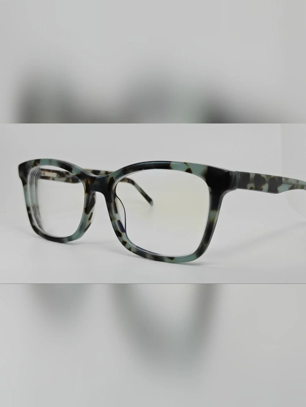 Mode. Stylish Marbled Brown Lite Brown, Seafoam Green.Square Eyeglasses